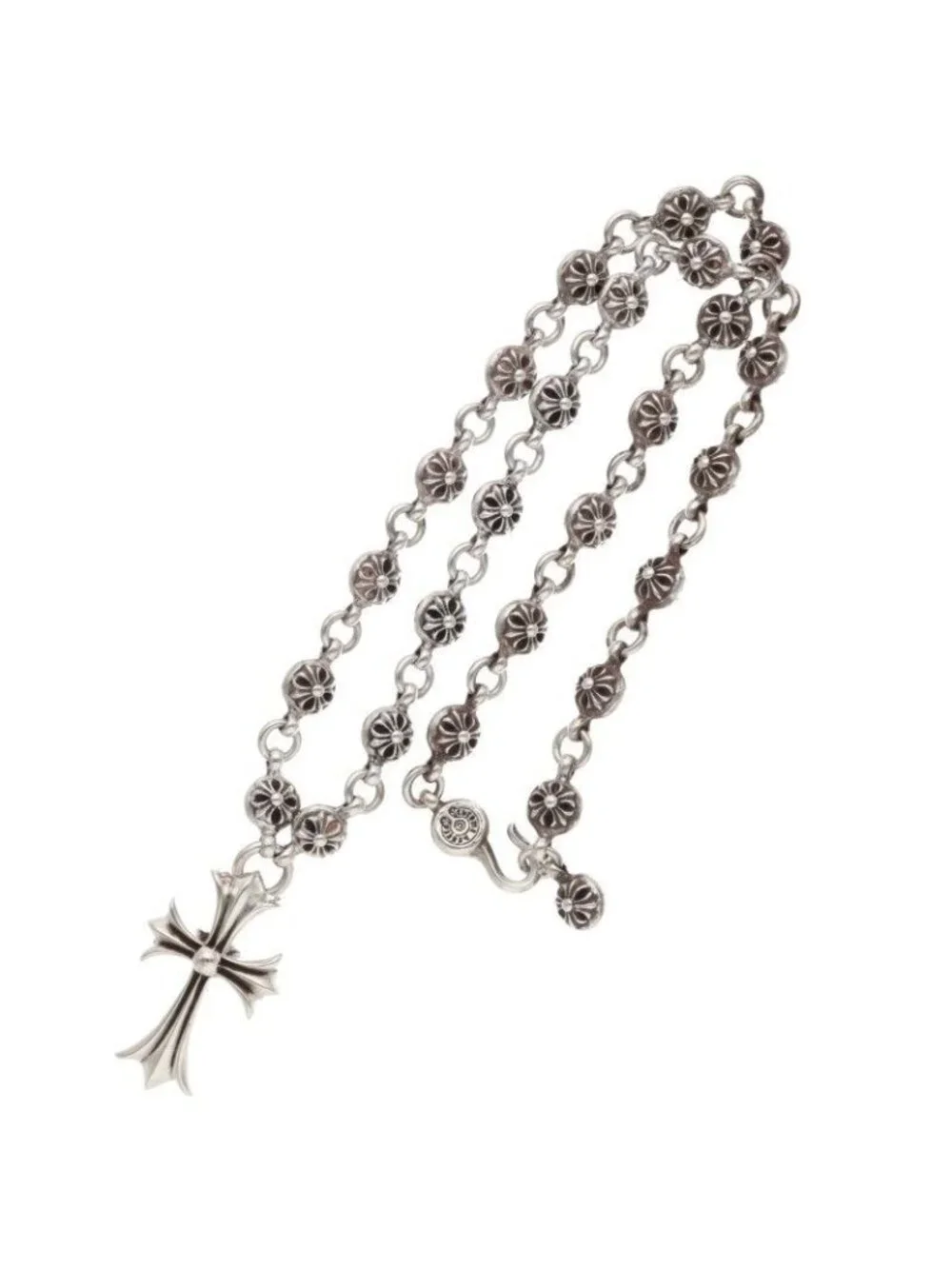 Chrome Hearts 1 CH Cross Ball Chain Small CH Silver Necklace